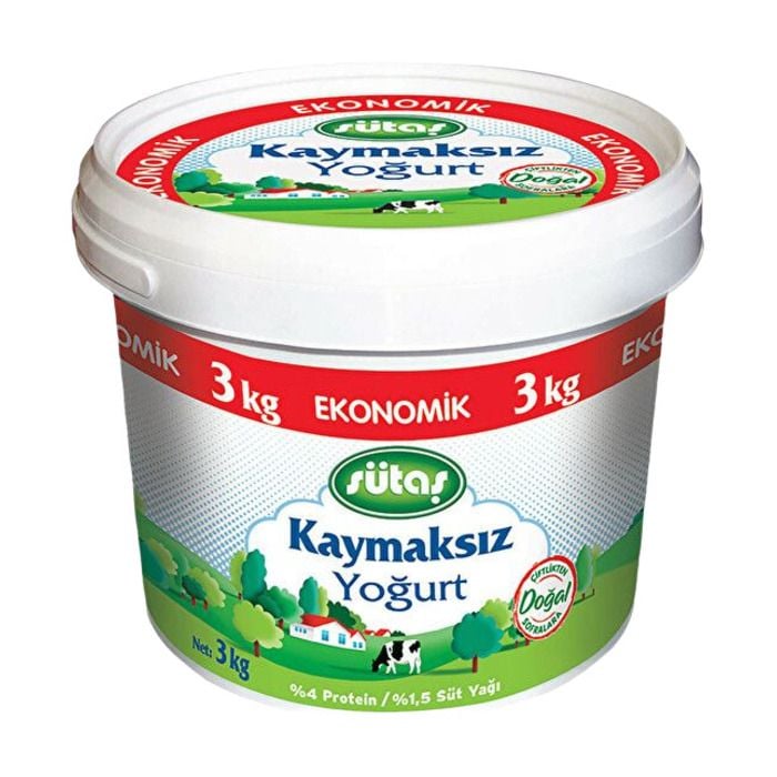 Sütaş Yoğurt 3000Gr Kaymaksız Yarım Yağlı