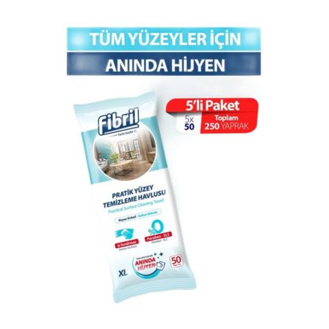 Fibril Yüzey Temizleme Havlusu 50'Li Sabun Kokulu