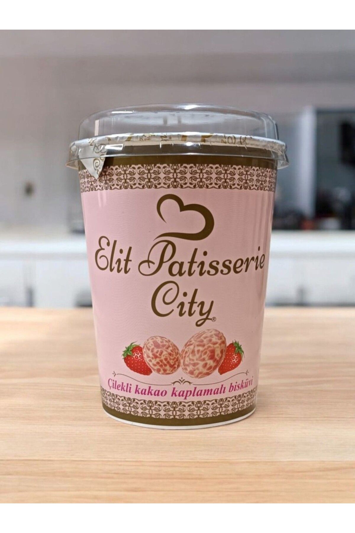 Elit Patisserie City Çilekli Kakao Kaplamalı Bisküvi kutu 100Gr