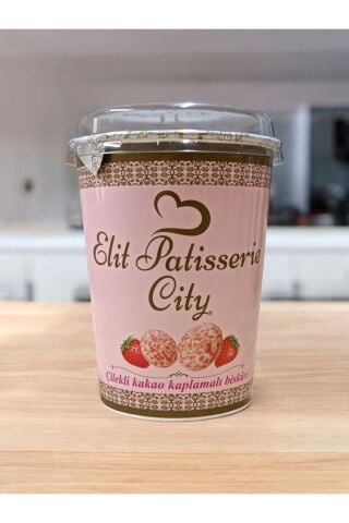 Elit Patisserie City Çilekli Kakao Kaplamalı Bisküvi kutu 100Gr