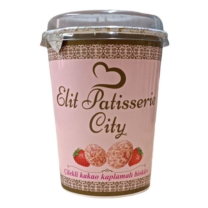 Elit Patisserie City Çilekli Kakao Kaplamalı Bisküvi kutu 100Gr