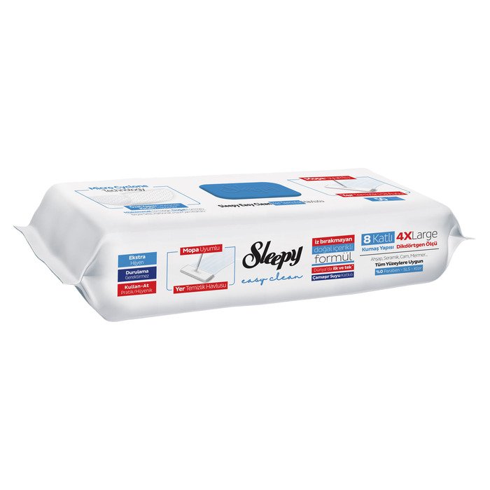 Sleepy Mopa Uyumlu Yer  Temizlik Havlusu 50 Li Beyaz Sirkeli