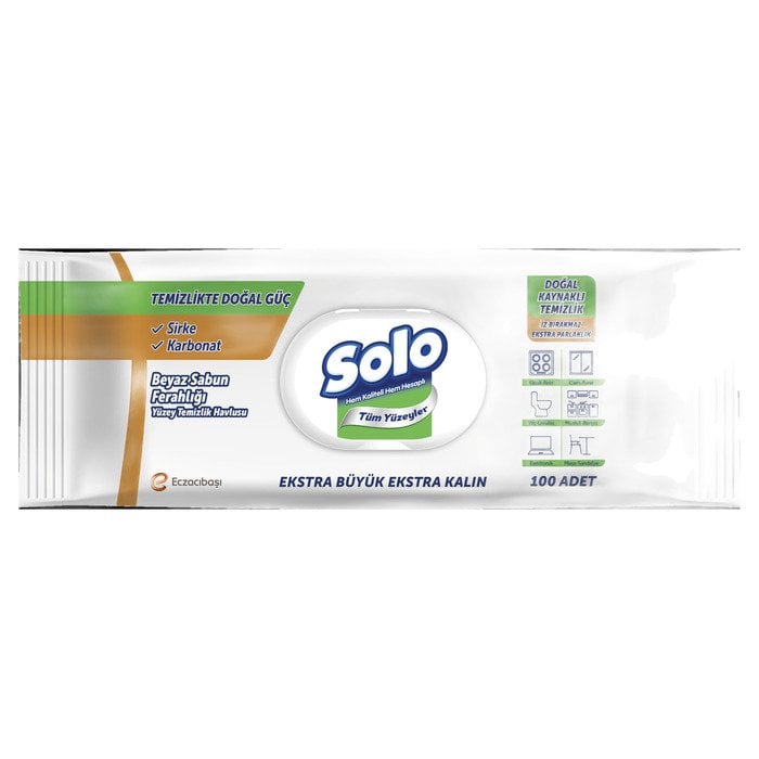 SOLO YÜZEY TEMİZLİK HAVLUSU 100 LÜ OKALİPTUS BEYAZ SABUN