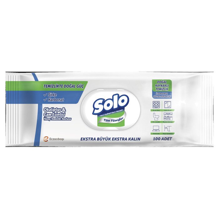 SOLO YÜZEY TEMİZLİK HAVLUSU 100 LÜ OKALİPTUS ÇAM ESNTİSİ