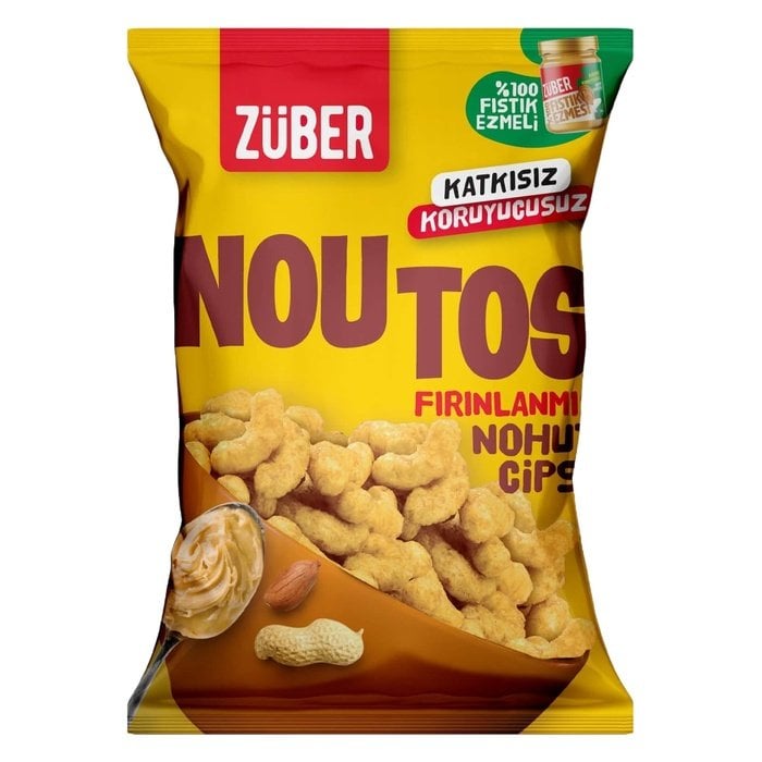 Züber Noutos Fırınlanmış Nohut Cipsi Fıstık Ezmeli 55Gr