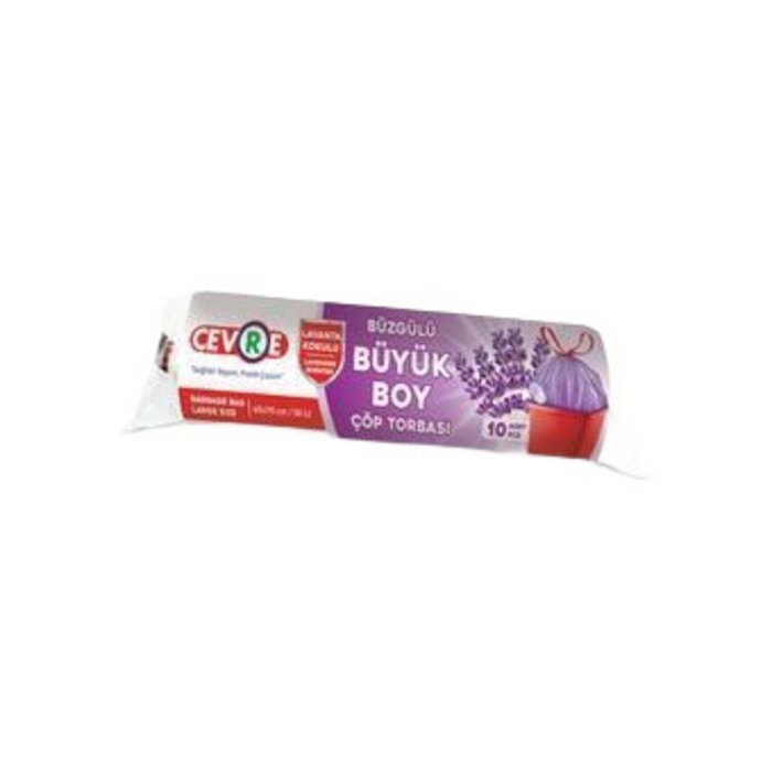 Çevre Büzgülü Çöp Torbası Büyük Boy Lavanta 10Lu