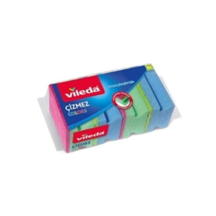 Vileda Sünger 4 Lü Oluklu Çizmez Colors