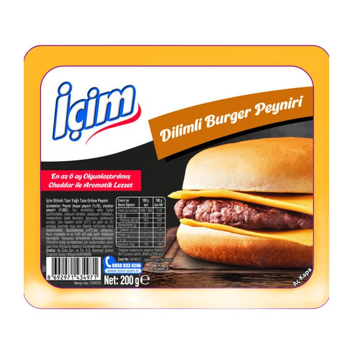 İçim Dilimli Burger Peynir 200Gr