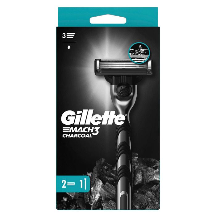 Gillette Mach 3 2Li Yedek+Makine Charcoal Razor